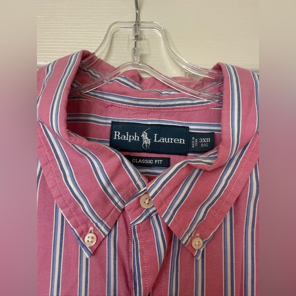 Ralph Lauren Red White Blue Striped Button Down Shirt Men’s 3XB - Picture 2 of 4